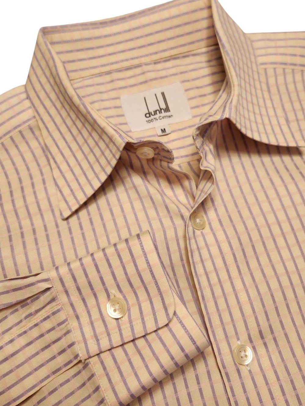 Vintage Dunhill Dress Shirt Pink Purple Tattersall Check Point-Collar Size M EUC